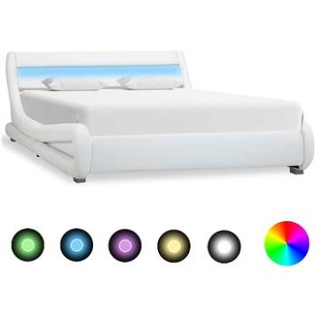 Rám postele s LED světlem bílý umělá kůže 140x200 cm (285735)