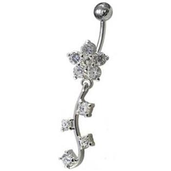Šperky4U Stříbrný piercing do pupíku - kytička - BP01214-C