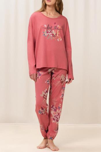 Ružové kvetované pyžamo Sets PK LSL 10 CO/MD