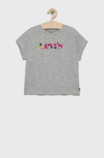 Dětské bavlněné tričko Levi's šedá barva