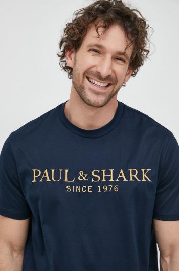 Bavlněné tričko Paul&Shark tmavomodrá barva, s aplikací