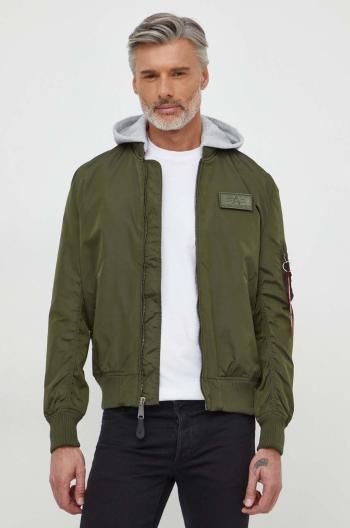 Bunda Alpha Industries MA-1 TT Hood pánská, zelená barva, přechodná