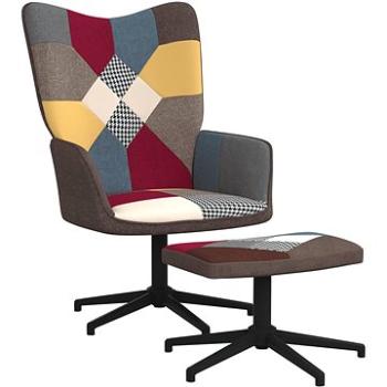 Relaxační křeslo se stoličkou patchwork textil , 328188 (328188)
