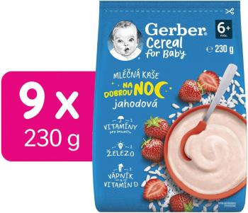 Gerber Cereal mléčná kaše jahodová Dobrou noc 9x230 g