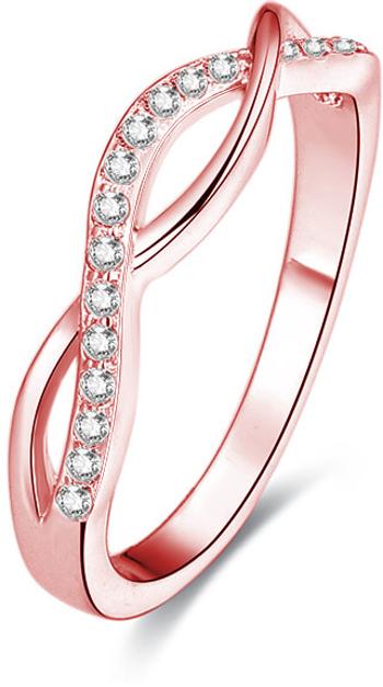 Beneto Růžově pozlacený stříbrný prsten s krystaly AGG191 50 mm