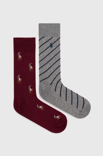 Ponožky Polo Ralph Lauren 2-pack pánské, vínová barva