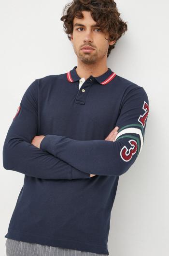 Bavlněné tričko s dlouhým rukávem Pepe Jeans tmavomodrá barva, s aplikací