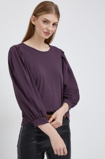 Tričko s dlouhým rukávem Sisley fialová barva