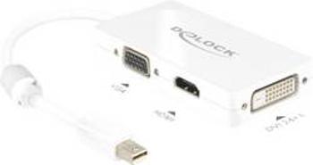 DisplayPort / VGA / HDMI / DVI adaptér Delock 62630, bílá