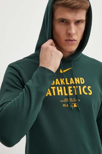 Mikina Nike Oakland Athletics pánská, zelená barva, s kapucí, s potiskem