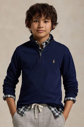 Dětská bavlněná mikina Polo Ralph Lauren tmavomodrá barva, hladká, 323952436001