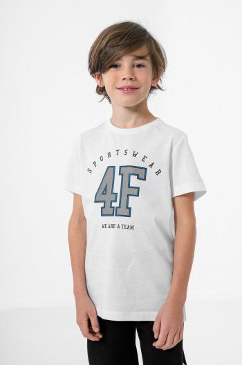 Dětské bavlněné tričko 4F bílá barva, s potiskem