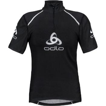 Odlo STAND-UP COLLAR S/S 1/2 ZIP ORIGINALS LIGHT LOGOLINE Pánské funkční triko, černá, velikost L