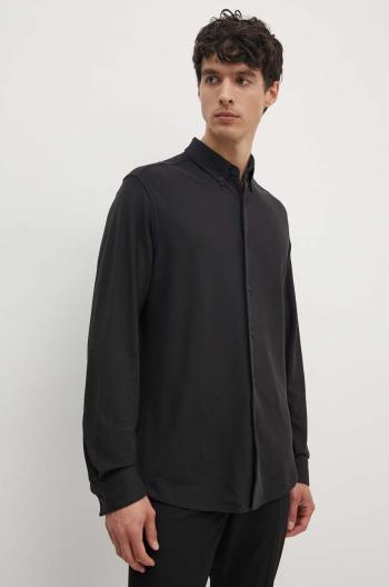 Bavlněná košile Calvin Klein černá barva, regular, s límečkem button-down, K10K113311