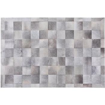 Šedý kožený patchwork koberec 140x200 cm ALACAM, 73716 (beliani_73716)