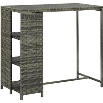 Barový stolek s úložným regálem šedý 120x60x110 cm polyratan (313477)