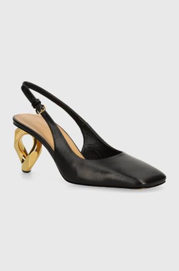 Kožené lodičky JW Anderson Chain Heel černá barva, na podpatku, s odkrytou patou, ANW43022A