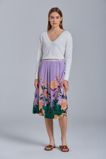 SUKNĚ GANT D2. DAHLIA PLEATED SILK SKIRT fialová 36