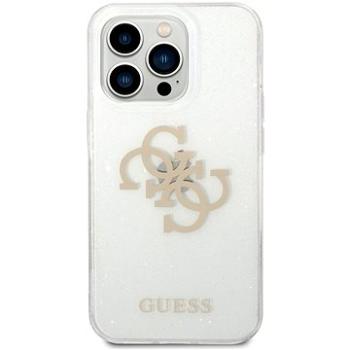 Guess TPU Big 4G Full Glitter Zadní Kryt pro iPhone 14 Pro Transparent (GUHCP14LPCUGL4GTR)
