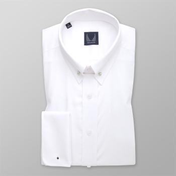 Pánská slim fit košile bílá s hladkým vzorem a límečkem pin-collar 14782 176-182 / XL (43/44)