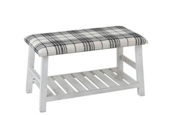 Bílá dřevěná lavice s textilním sedákem Matte - 80*40*44cm 95983