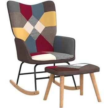 Houpací křeslo se stoličkou patchwork textil , 328192 (328192)