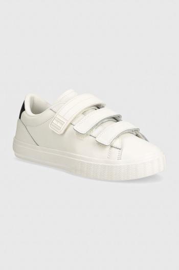 Kožené sneakers boty Tommy Jeans TJW CUPSOLE SNEAKER VELCRO bílá barva, EN0EN02568