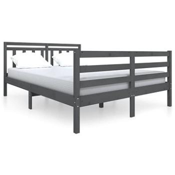 Rám postele šedý masivní dřevo 135 × 190 cm Double, 3100631 (3100631)