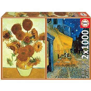 Puzzle Slunečnice + Terasa kavárny v noci  2x1000 dílků (8412668184916)