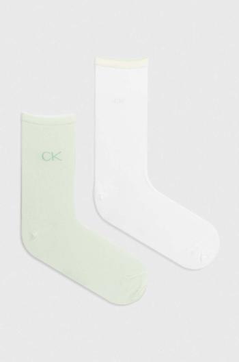 Ponožky Calvin Klein 2-pack dámské, zelená barva, 701228101