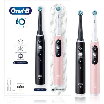 Oral B iO Series 6 Duo Black inteligentní čisticí kartáček na zuby Black & Pink Sand