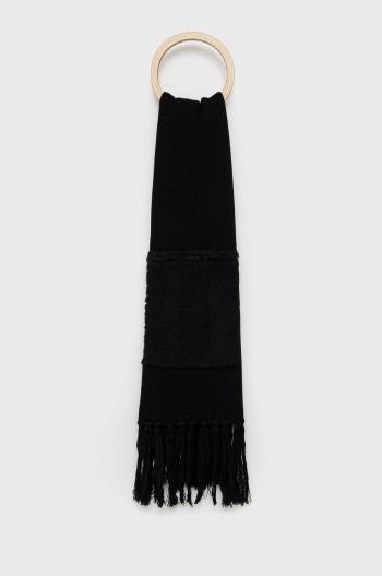 Šátek z vlněné směsi Coccinelle černá barva, hladký