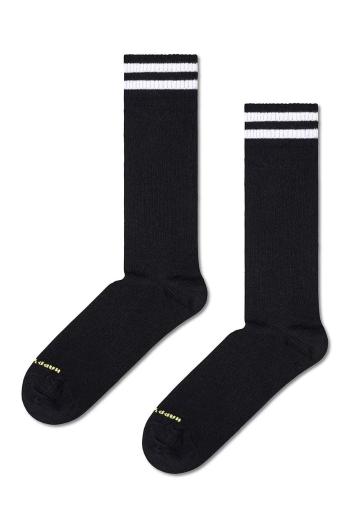 Ponožky Happy Socks Solid Sneaker Thin Crew Sock černá barva