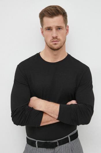 Tričko s dlouhým rukávem Lacoste černá barva