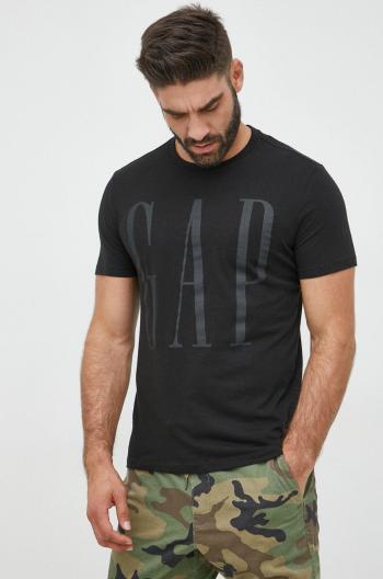 Bavlněné tričko GAP černá barva, s potiskem