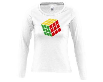 Dámské tričko dlouhý rukáv kulatý výstřih Rubikova kostka