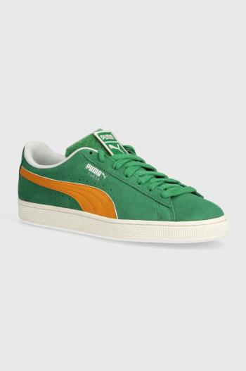 Semišové sneakers boty Puma Suede Patch zelená barva, 395388