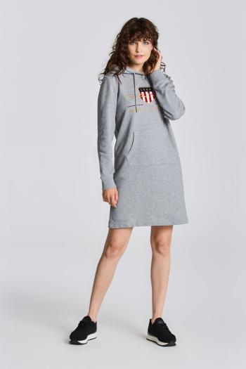 MIKINOVÉ ŠATY GANT ARCHIVE SHIELD HOODIE DRESS šedá M