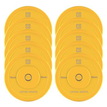 Capital Sports Nipton Bumper Plates, žluté, 5 párů, 15 kg, tvrdá guma