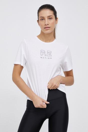 Bavlněné tričko P.E Nation bílá barva