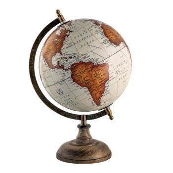 Modro-hnědý dekorativní glóbus na dřevěném podstavci Globe - 22*22*37 cm 64926