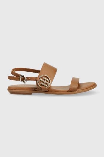 Kožené sandály Tommy Hilfiger dámské, hnědá barva