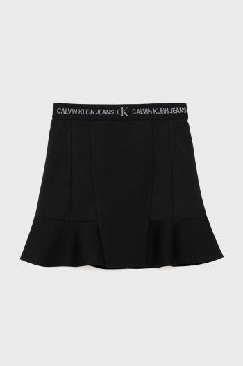 Dětská sukně Calvin Klein Jeans černá barva, mini, jednoduchý