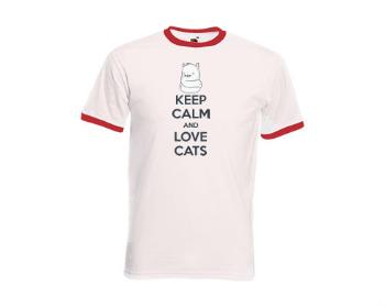 Pánské tričko s kontrastními lemy love cats