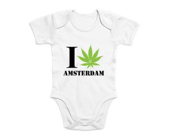 Dětské body krátký rukáv premium I Love Amsterdam