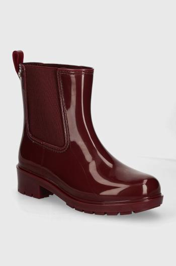 Holínky Tommy Hilfiger FLAG RAINBOOT dámské, vínová barva, FW0FW08213