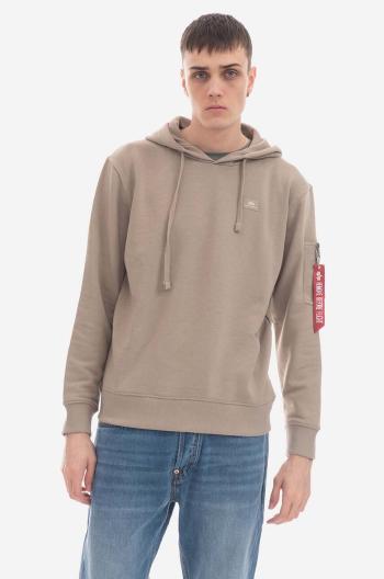 Mikina Alpha Industries X-Fit Hoody pánská, hnědá barva, s kapucí, hladká, 158321.679-brown