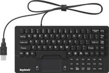 Klávesnice Keysonic KSK-5031 IN (UK), silikonová membrána, vodotěsné (IPX7), integrovaný touchpad, tlačítka myši, černá