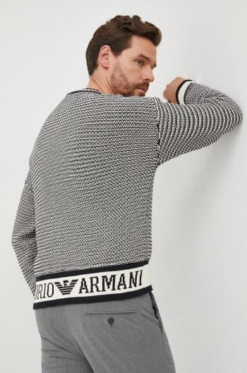 Bavlněný svetr Emporio Armani pánský, černá barva, hřejivý