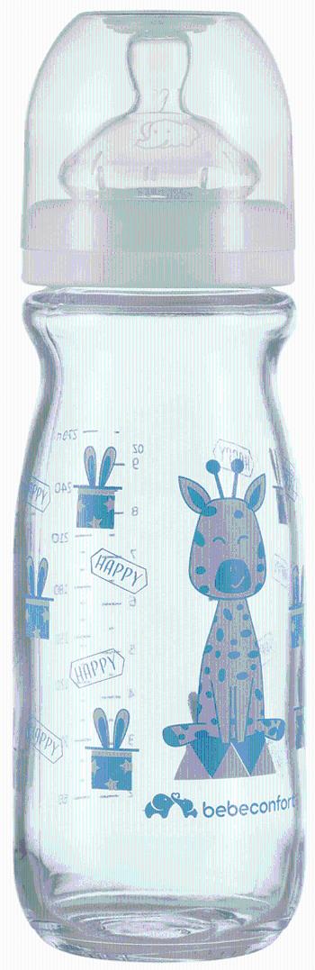 Bebeconfort Kojenecká láhev Emotion Glass 270ml 0-12m White